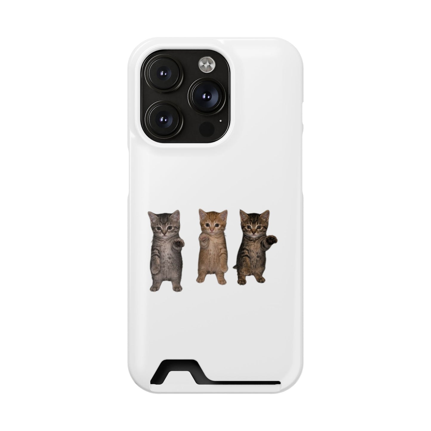Cute Trio Kittens Phone Case with Card Holder