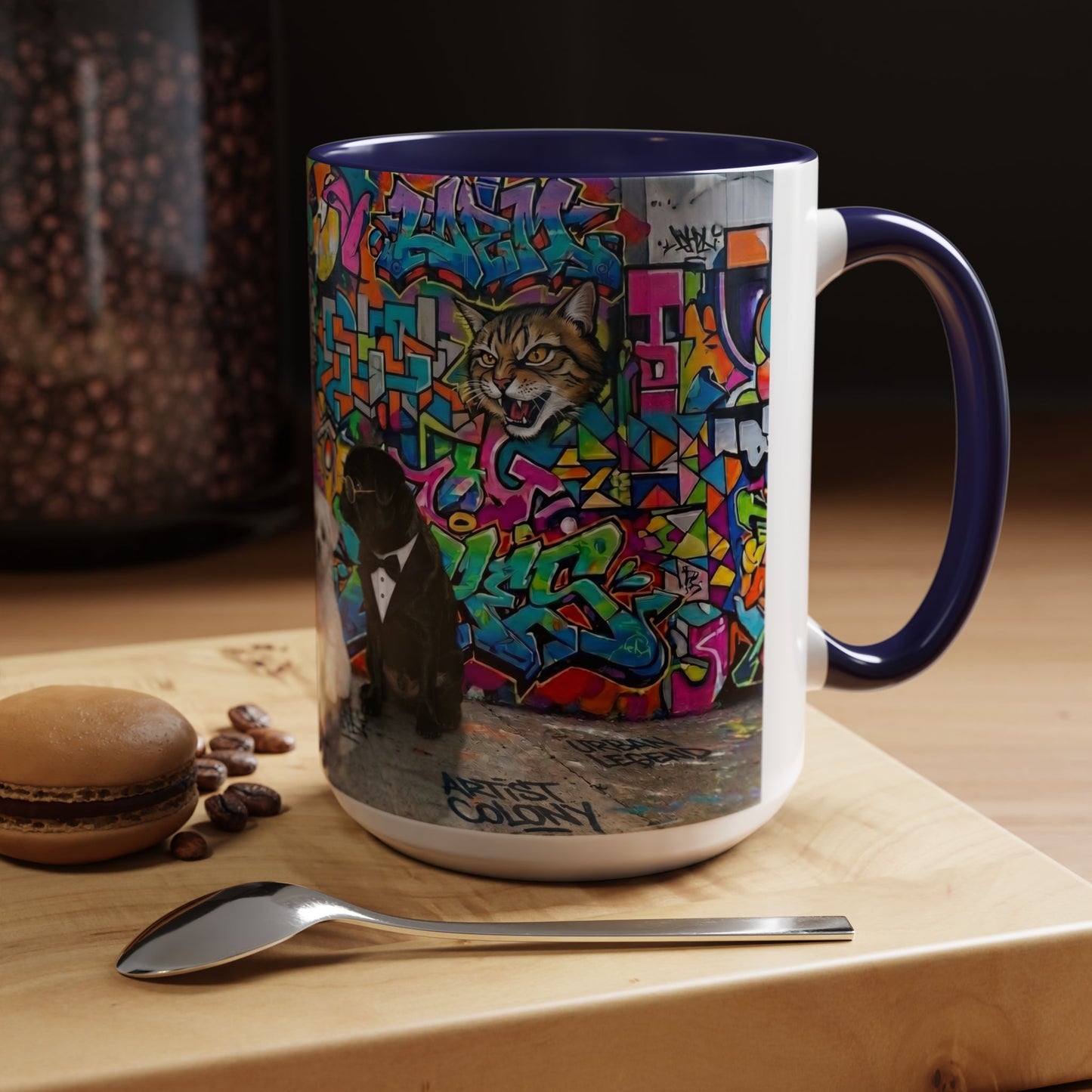 Graffiti Pets Coffee Mug — Colorful Street Art Dog & Cat Accent Mug (11/15oz)