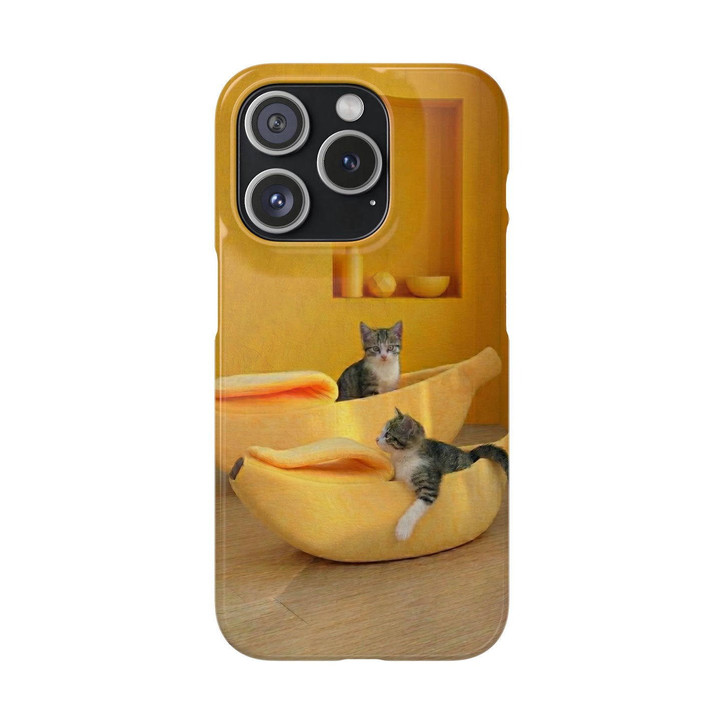 Cat Cozy Phone Case – Cute Kittens in Yellow Living Room Snap Case
