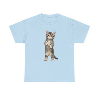 Standing Tabby Kitten T-Shirt — Cute Cat Graphic Tee for Cat Lovers