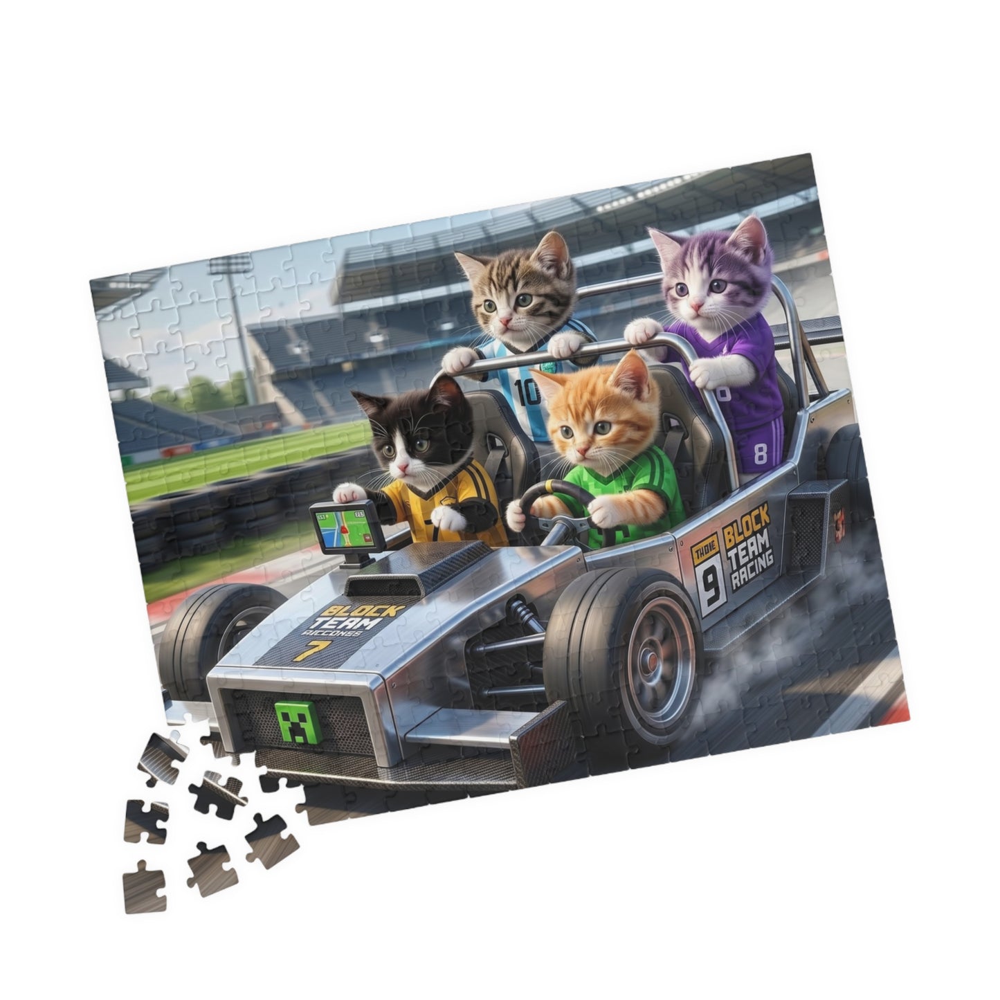 Racing Kittens Jigsaw Puzzle — Cute Cat Race Car 110–1014 Piece Puzzle