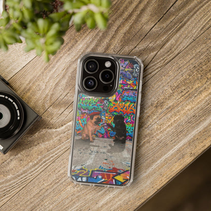 Clear Phone Case — Colorful Graffiti Pugs Design