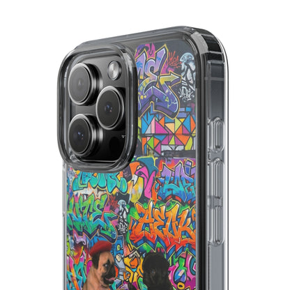 Clear Phone Case — Colorful Graffiti Pugs Design