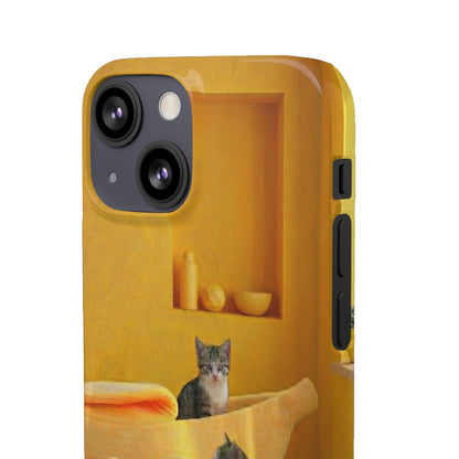 Cat Cozy Phone Case – Cute Kittens in Yellow Living Room Snap Case