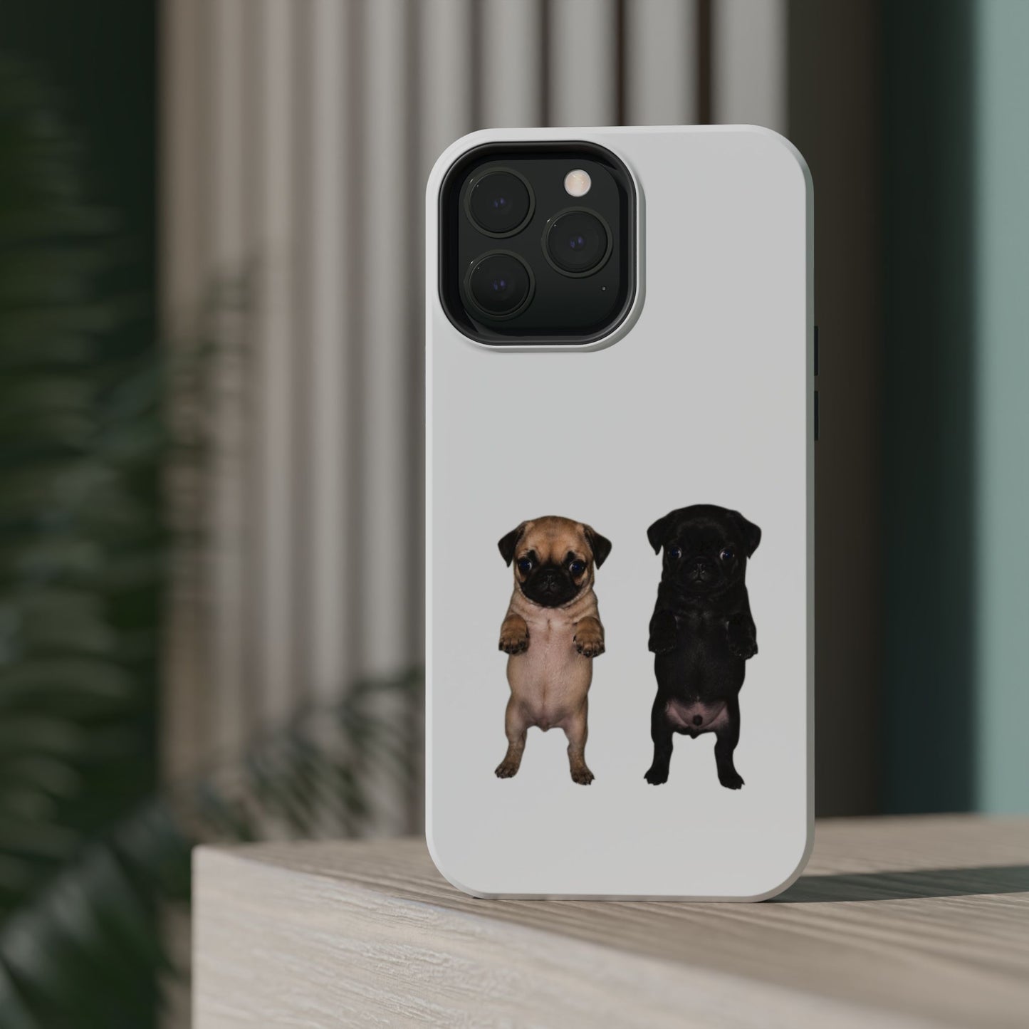 Cute Standing Pug Duo Magnetic Impact-Resistant Phone Case