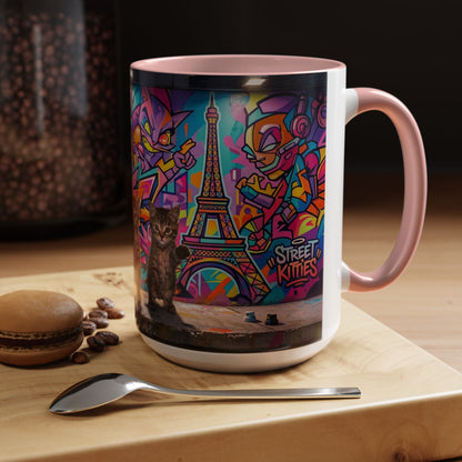 Street Kitties Graffiti Coffee Mug — Colorful Cat Art Accent Mug (11/15oz)