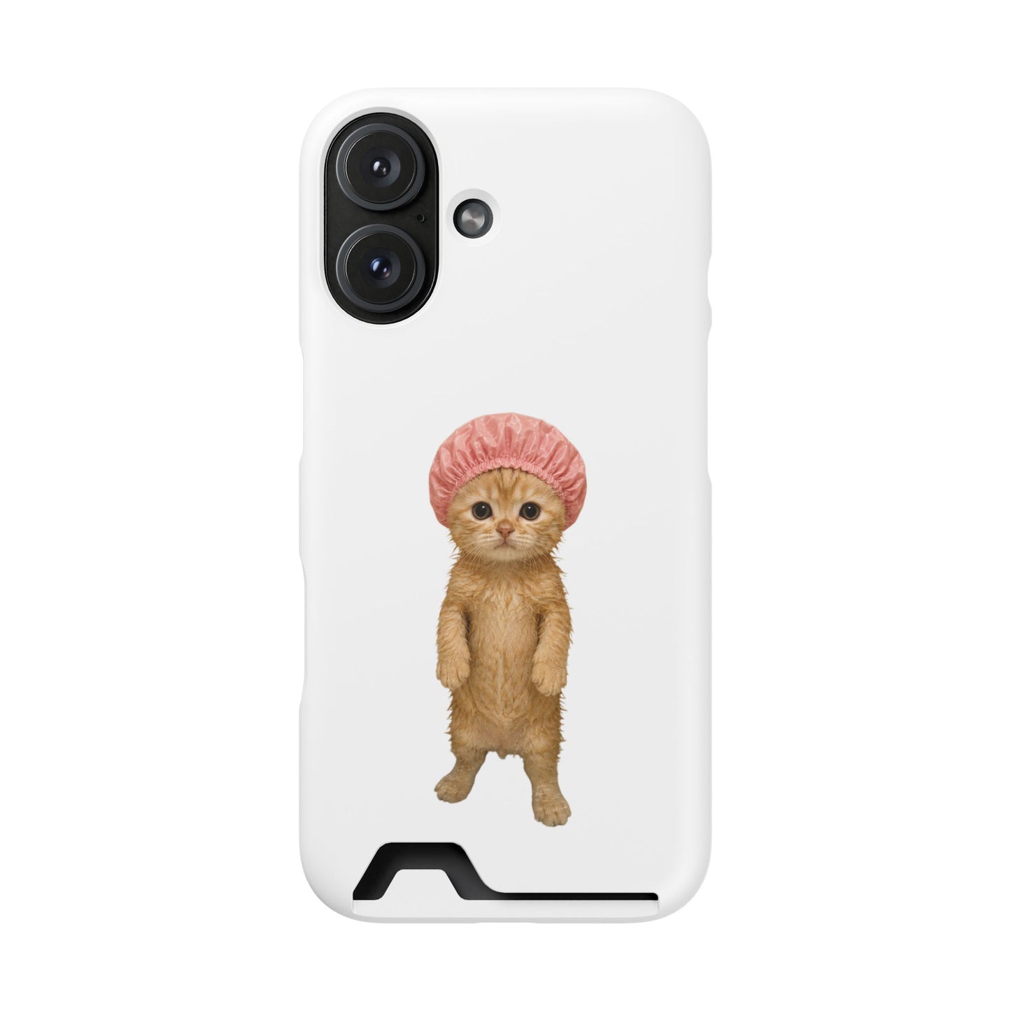 Cute Cat Shower Cap Phone Card Case