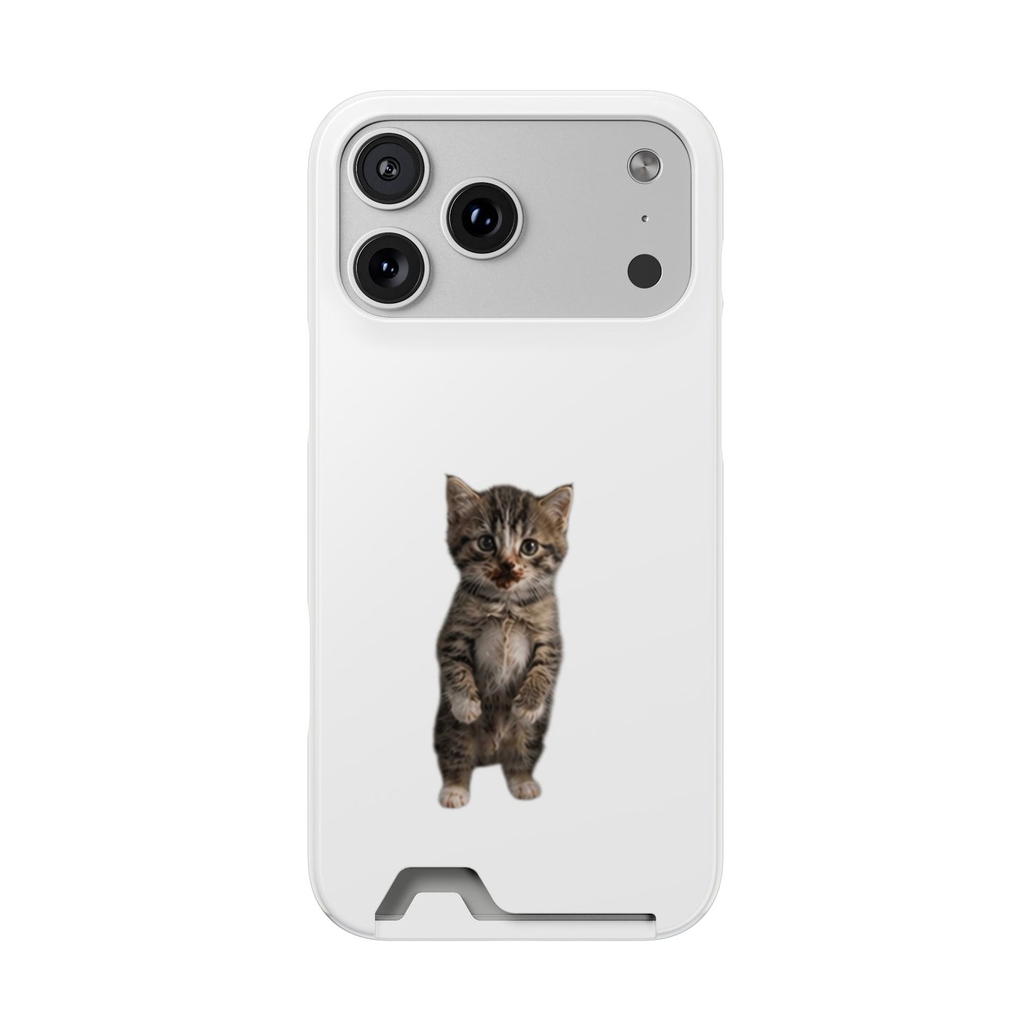 Cute Standing Kitten Phone Case with Card Holder