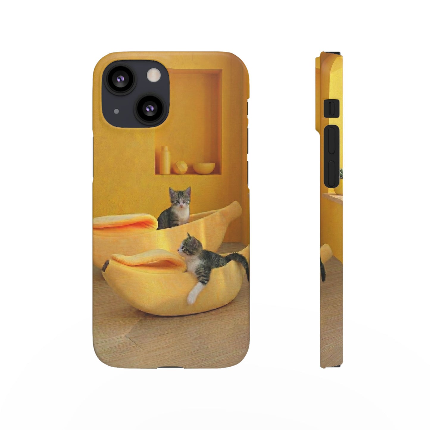Cat Cozy Phone Case – Cute Kittens in Yellow Living Room Snap Case