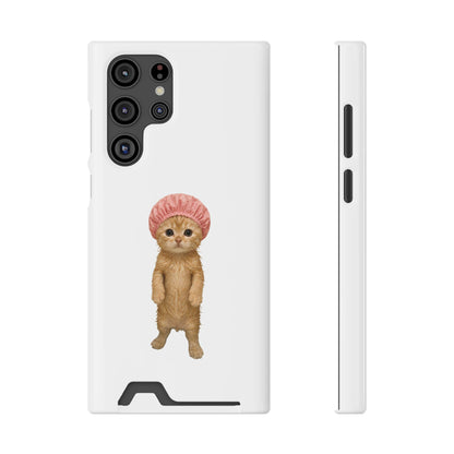 Cute Cat Shower Cap Phone Card Case