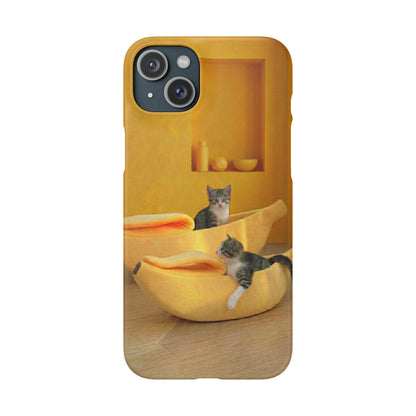 Cat Cozy Phone Case – Cute Kittens in Yellow Living Room Snap Case
