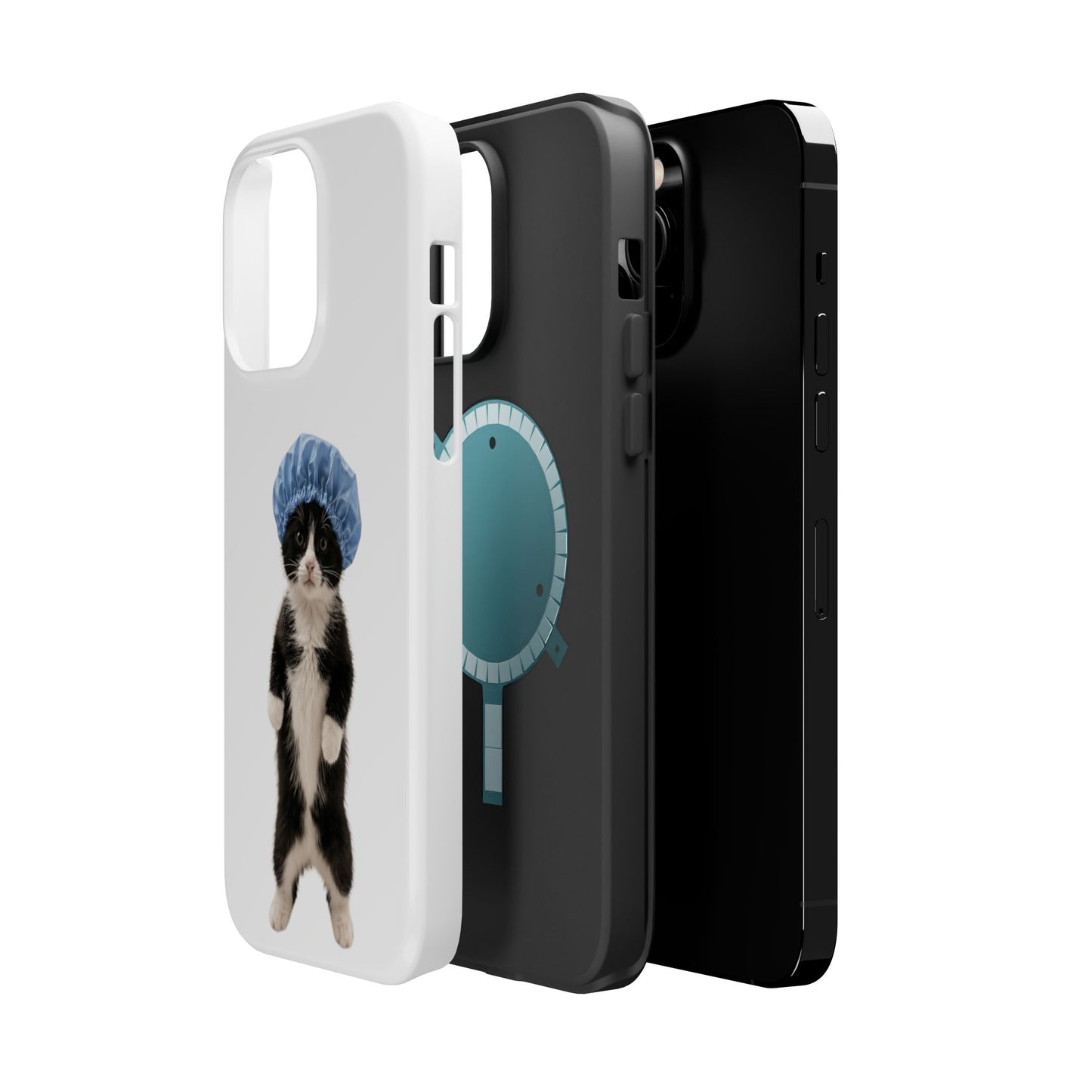 Cute Cat in Shower Cap Magnetic Impact-Resistant Phone Case