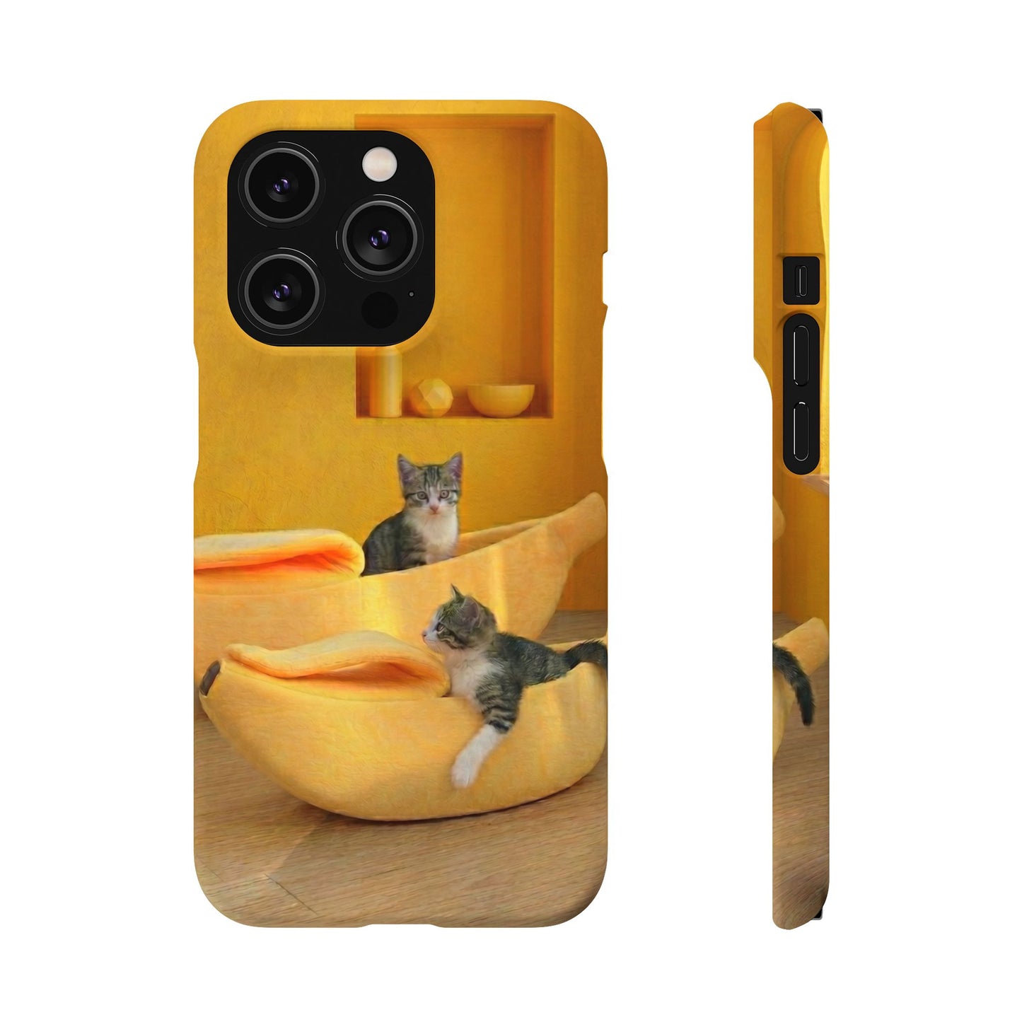 Cat Cozy Phone Case – Cute Kittens in Yellow Living Room Snap Case