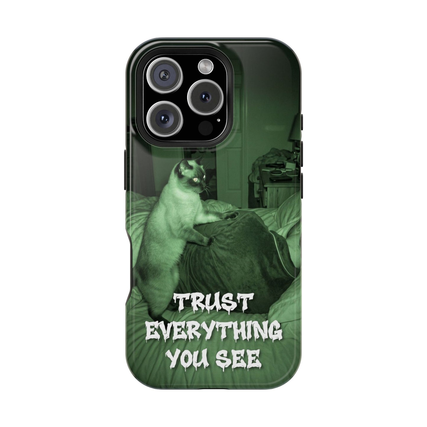 Phone Case 'Trust Everything You See' Green Dog Photo Magnetic Impact-Resistant Case