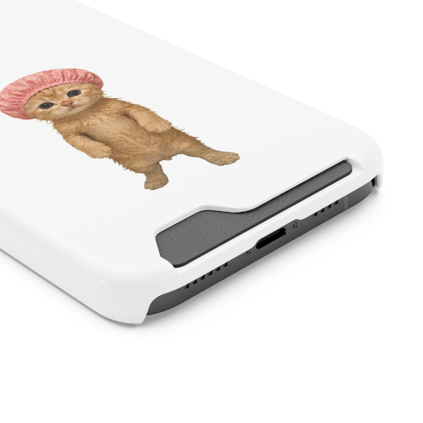 Cute Cat Shower Cap Phone Card Case