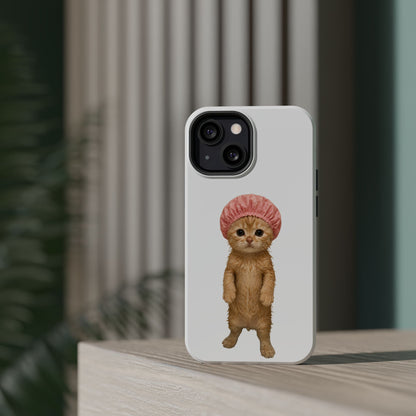 Cute Kitten in Shower Cap Magnetic Impact-Resistant Phone Case
