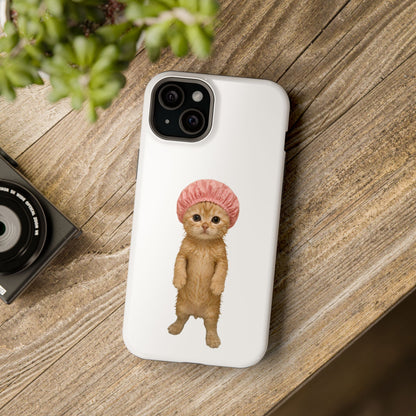 Cute Kitten in Shower Cap Magnetic Impact-Resistant Phone Case