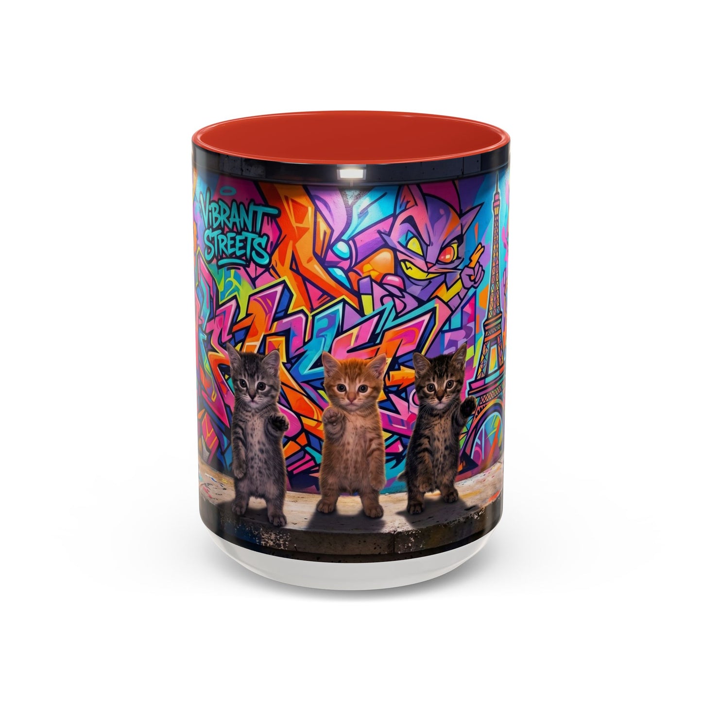 Street Kitties Graffiti Coffee Mug — Colorful Cat Art Accent Mug (11/15oz)