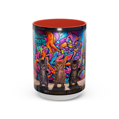 Street Kitties Graffiti Coffee Mug — Colorful Cat Art Accent Mug (11/15oz)