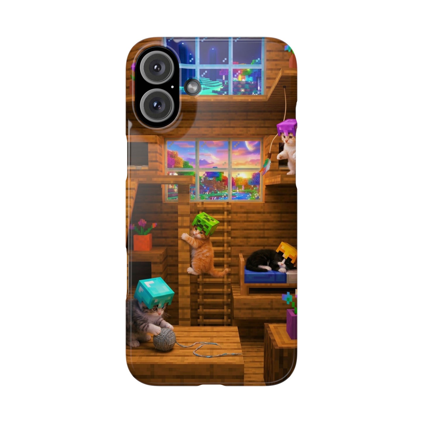 Minecraft Cozy Treehouse Slim Phone Case — Gamer Pixel Cabin Design