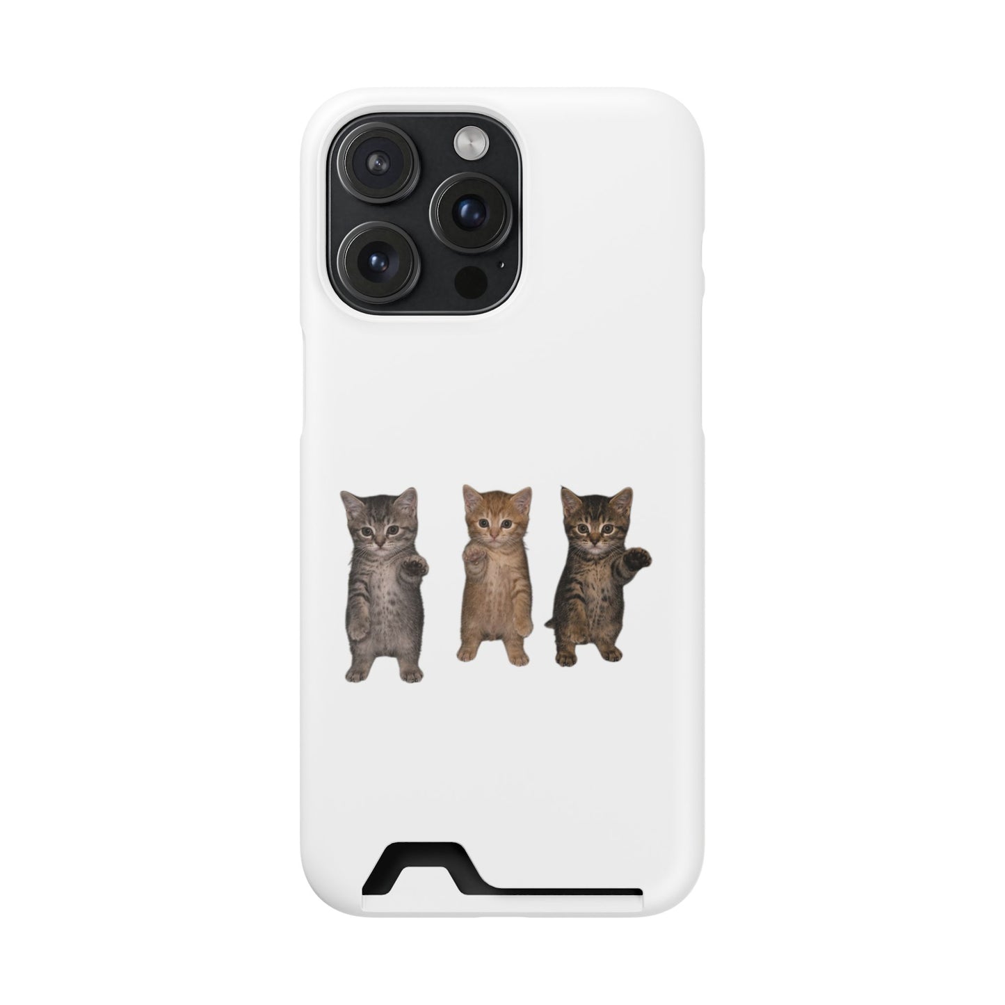 Cute Trio Kittens Phone Case with Card Holder