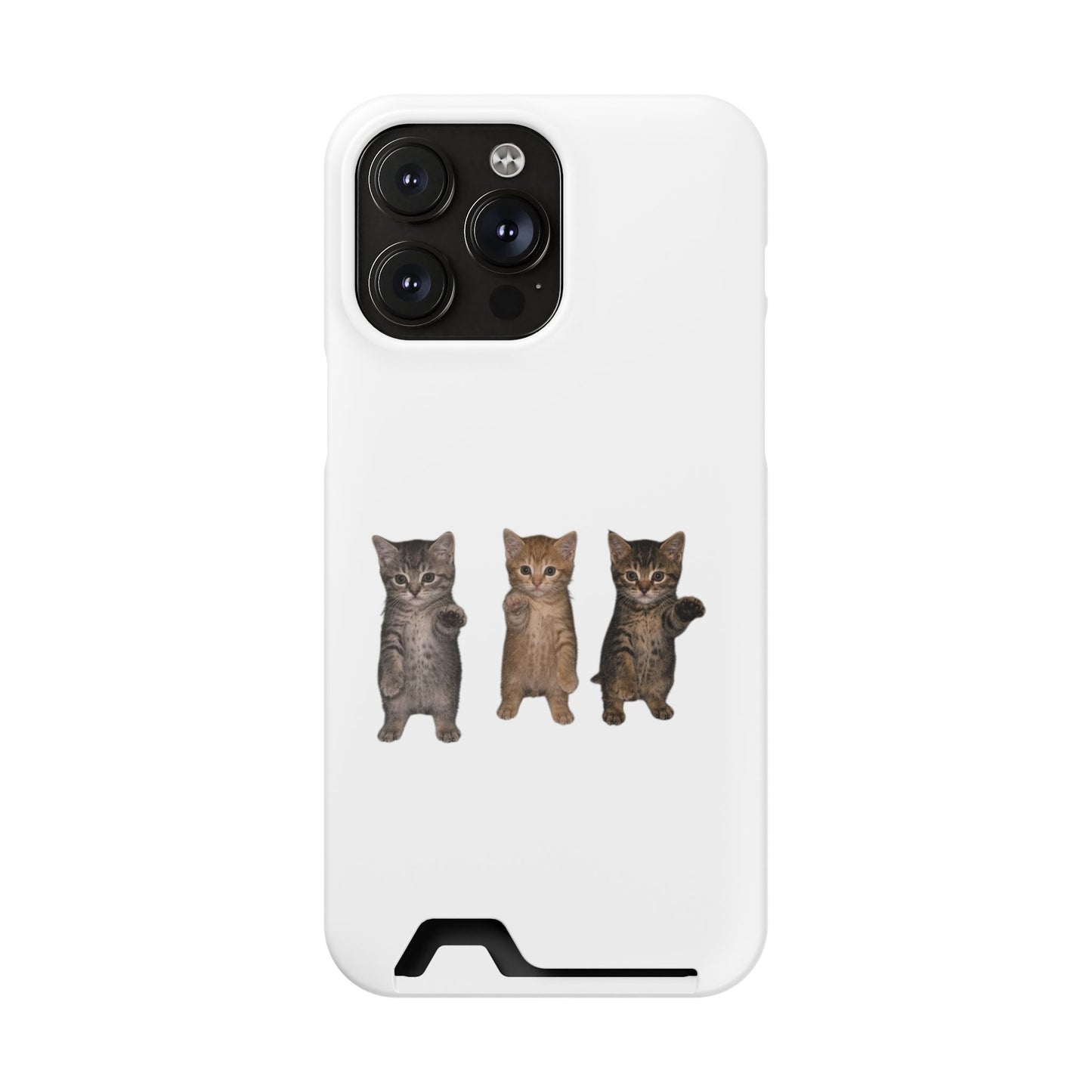 Cute Trio Kittens Phone Case with Card Holder