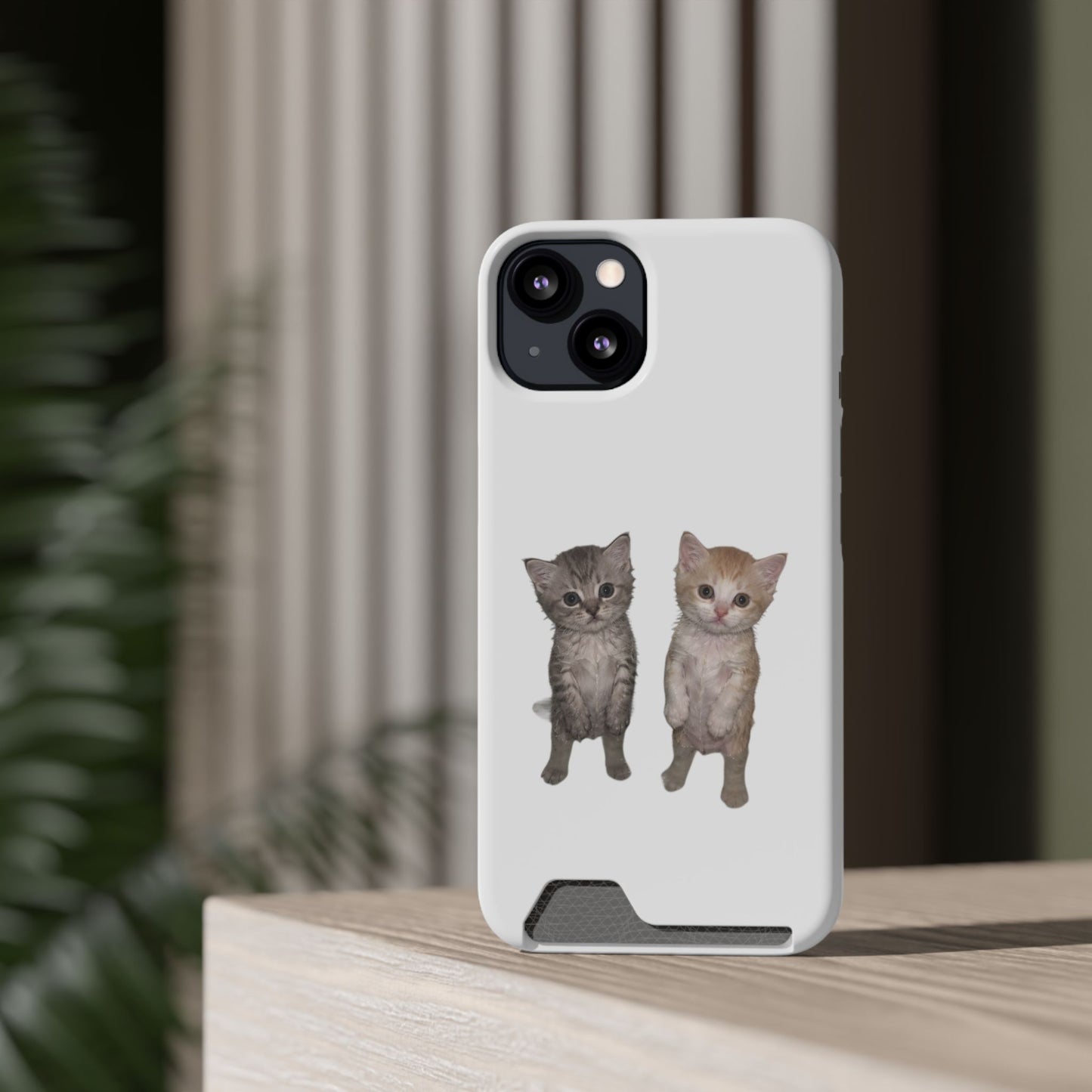 Duo Cute Kitten Phone Case with Card Holder