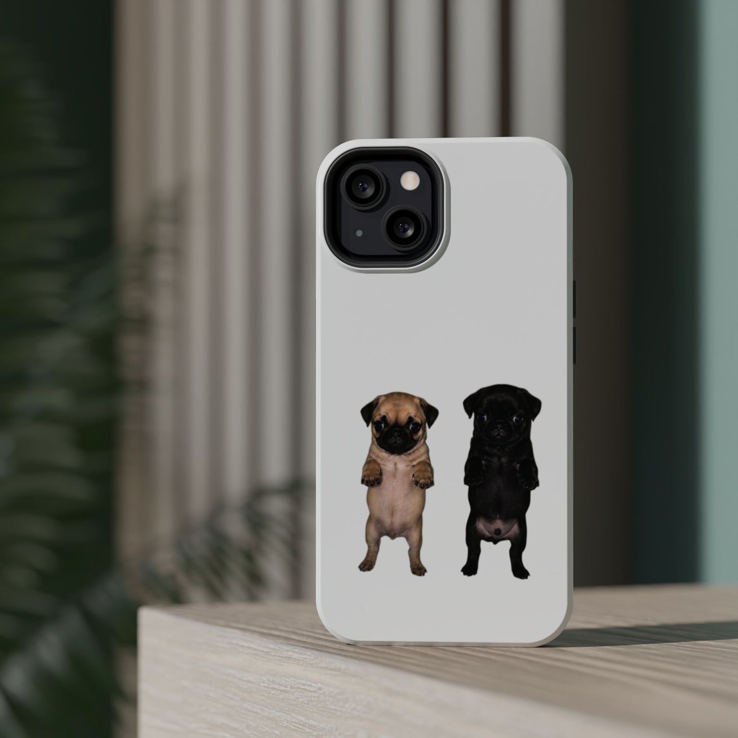 Cute Standing Pug Duo Magnetic Impact-Resistant Phone Case