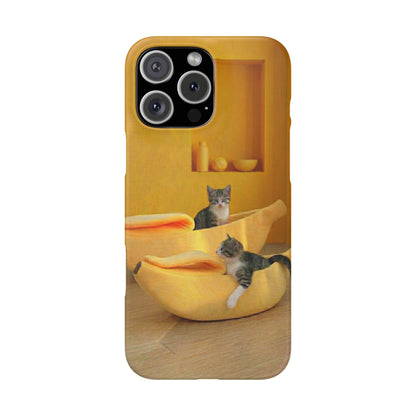 Cat Cozy Phone Case – Cute Kittens in Yellow Living Room Snap Case