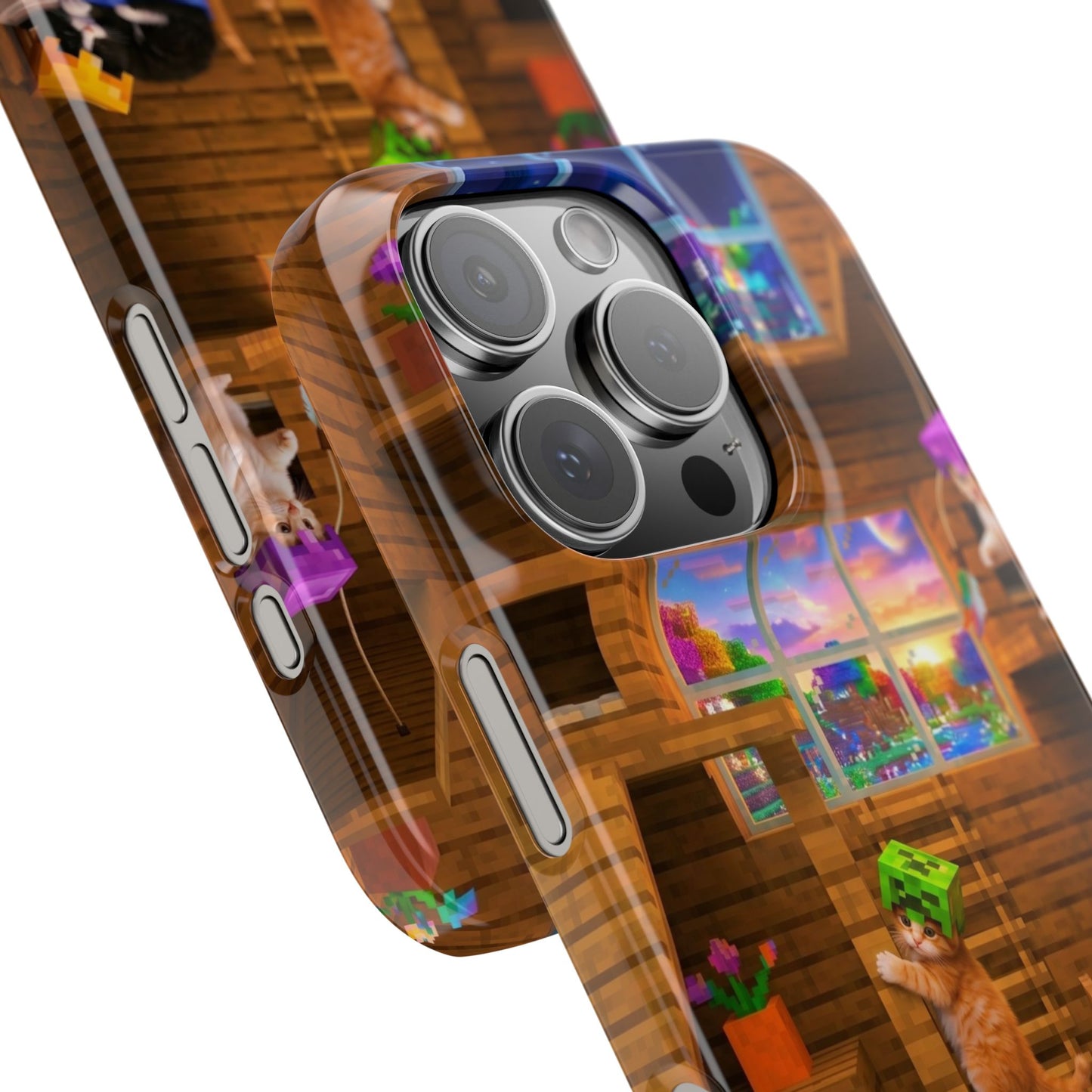 Minecraft Cozy Treehouse Slim Phone Case — Gamer Pixel Cabin Design