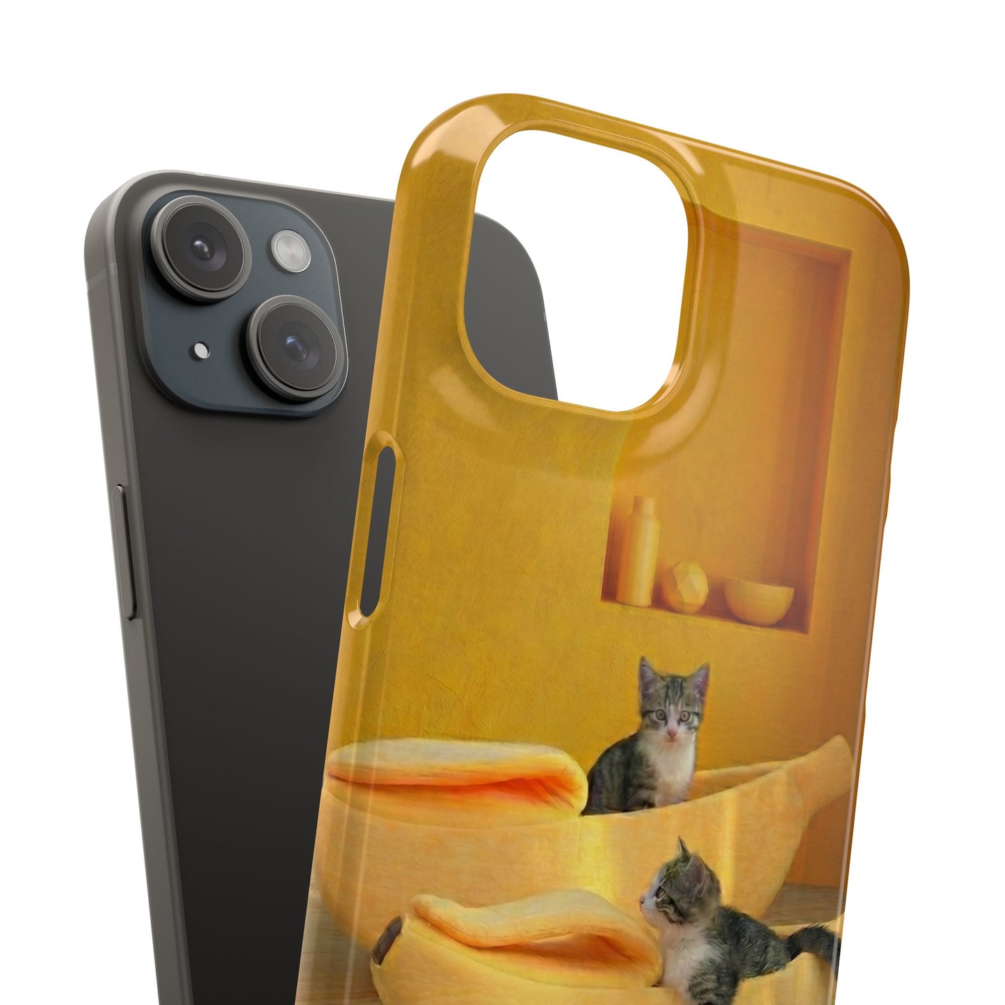 Cat Cozy Phone Case – Cute Kittens in Yellow Living Room Snap Case