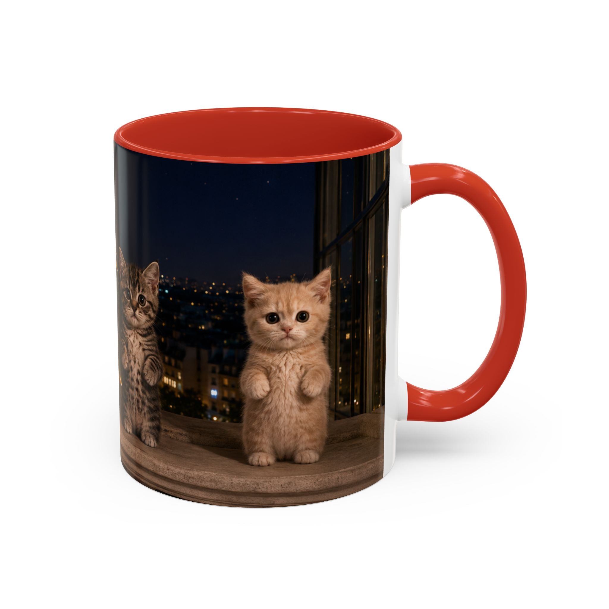 Paris Kittens Coffee Mug — Cute Cat Nightscape Accent Mug (11/15 oz)