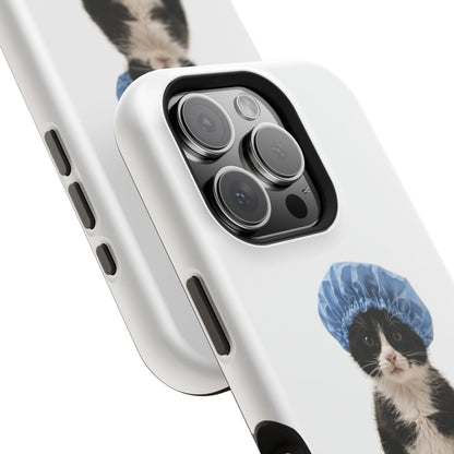 Cute Cat in Shower Cap Magnetic Impact-Resistant Phone Case