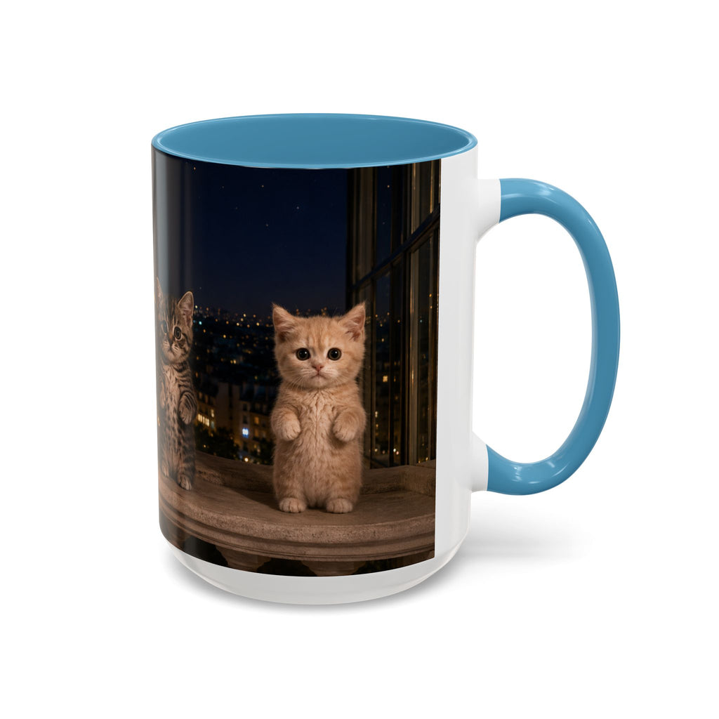 Paris Kittens Coffee Mug — Cute Cat Nightscape Accent Mug (11/15 oz)