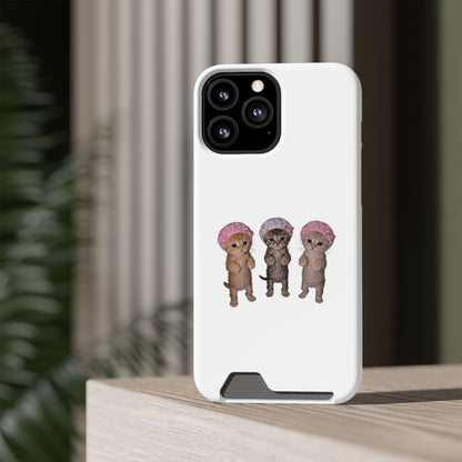 Cute Three Kittens Phone Case with Card Holder