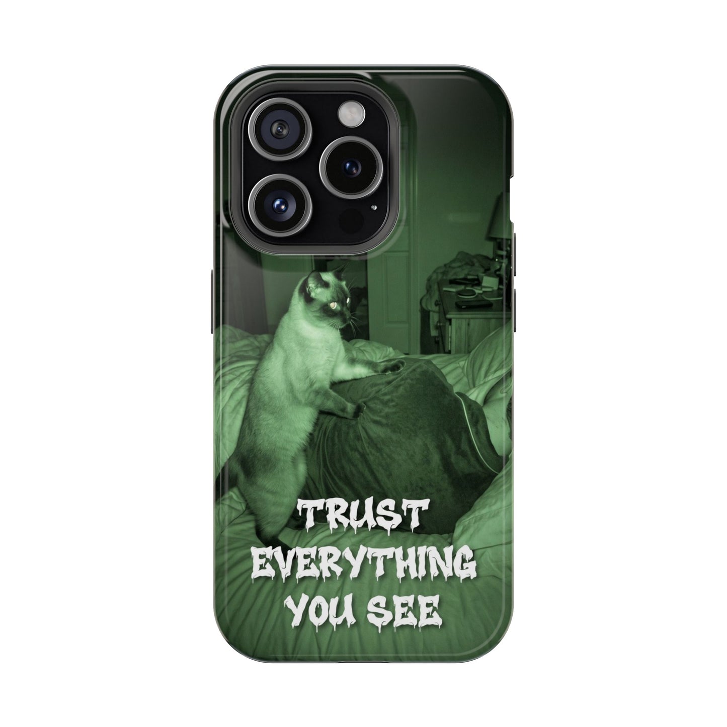 Phone Case 'Trust Everything You See' Green Dog Photo Magnetic Impact-Resistant Case