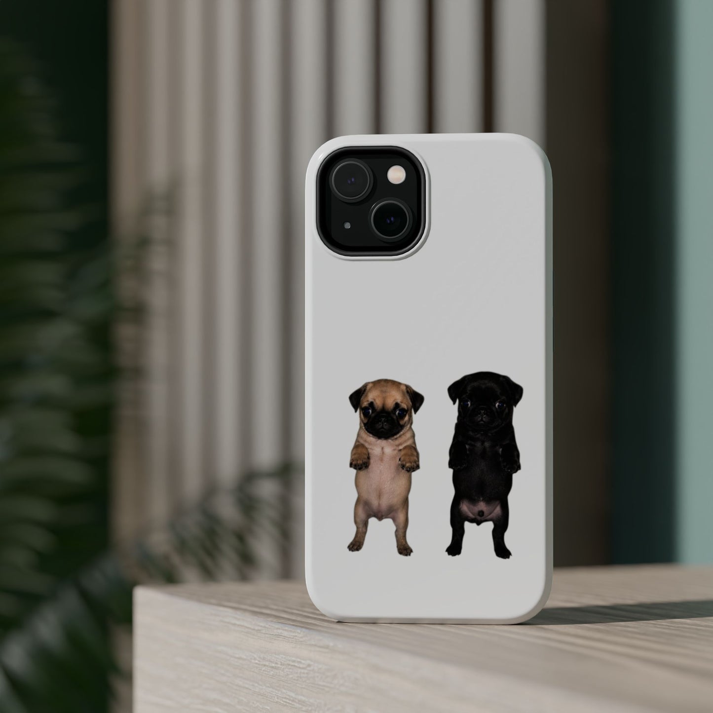 Cute Standing Pug Duo Magnetic Impact-Resistant Phone Case