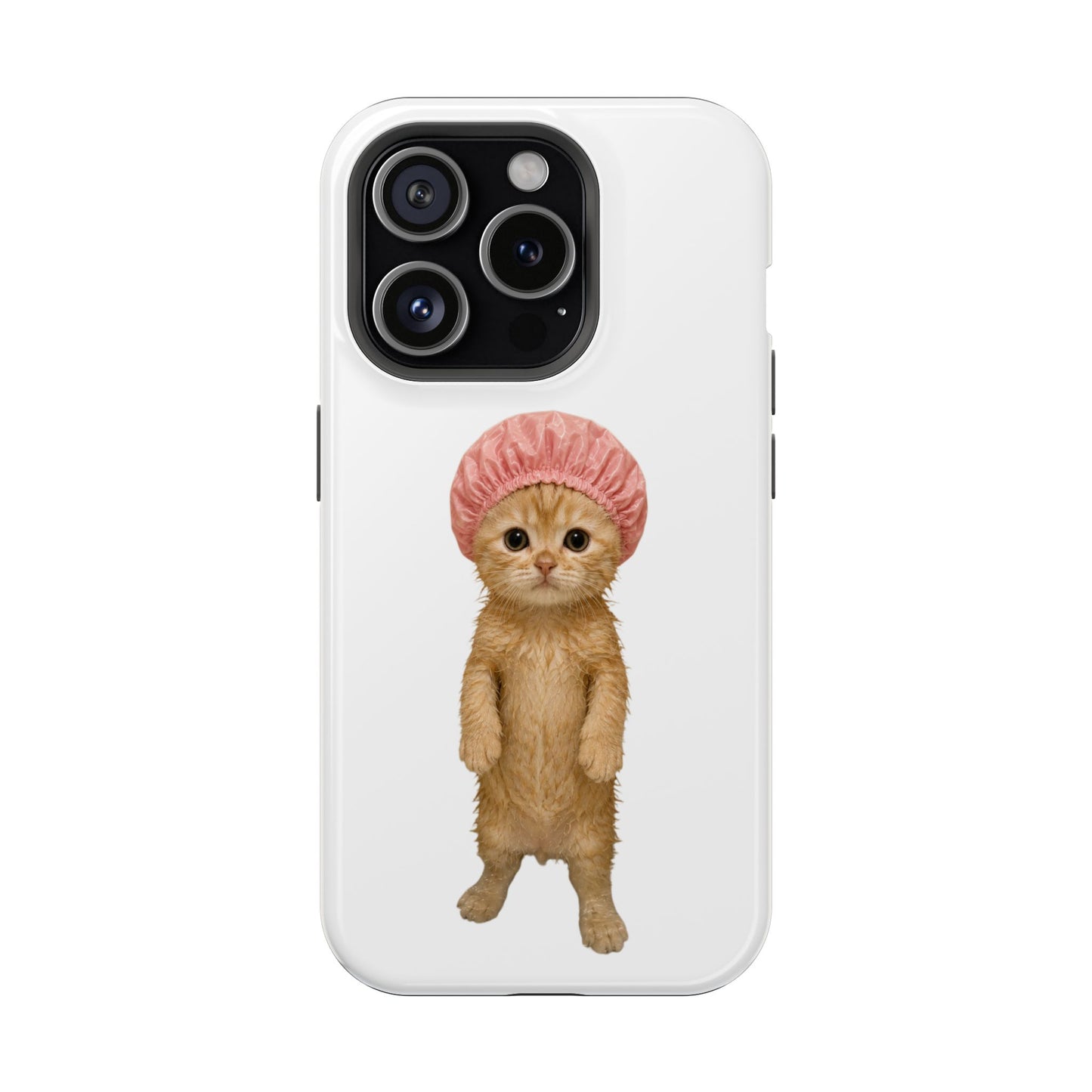 Cute Kitten in Shower Cap Magnetic Impact-Resistant Phone Case