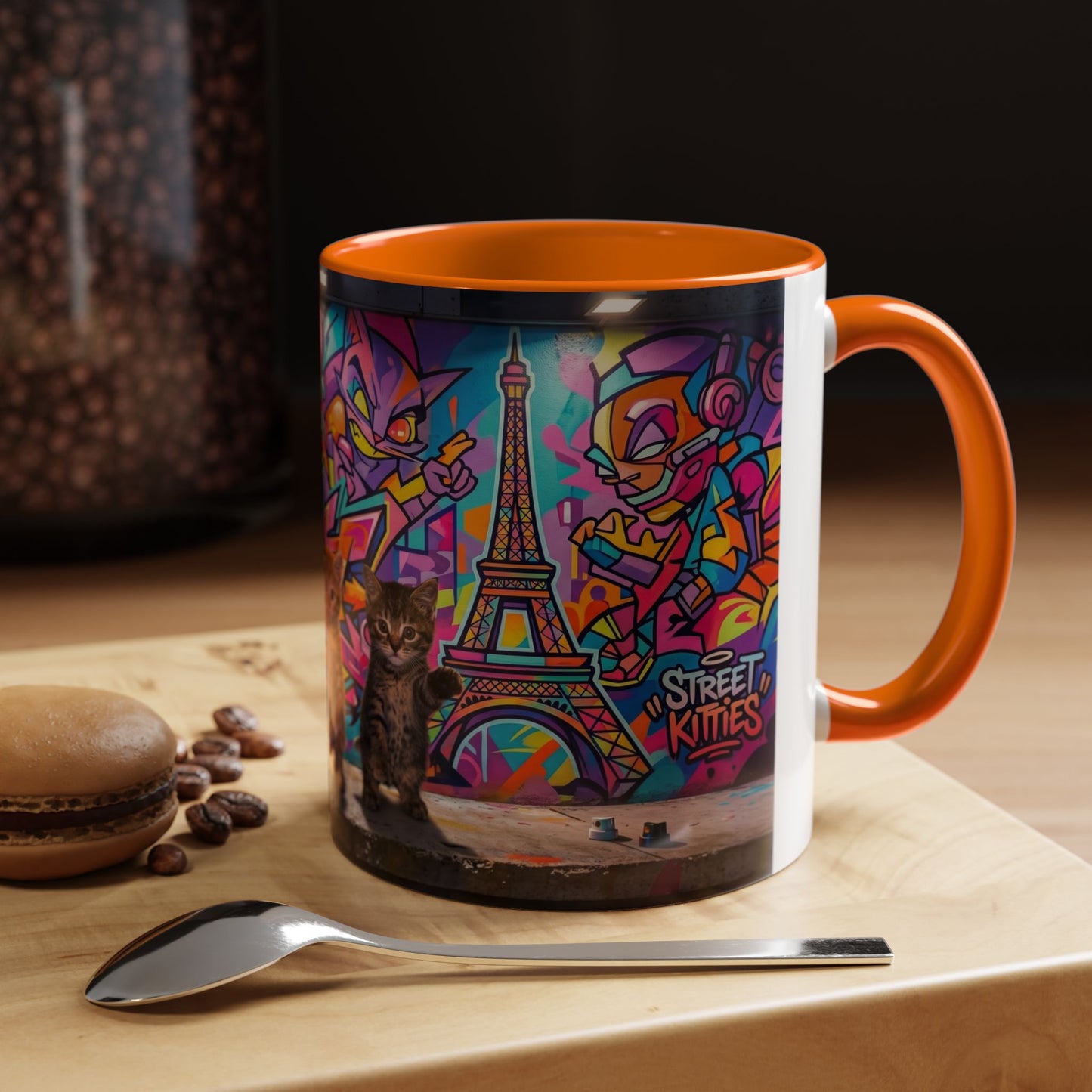Street Kitties Graffiti Coffee Mug — Colorful Cat Art Accent Mug (11/15oz)
