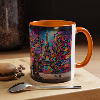 Street Kitties Graffiti Coffee Mug — Colorful Cat Art Accent Mug (11/15oz)
