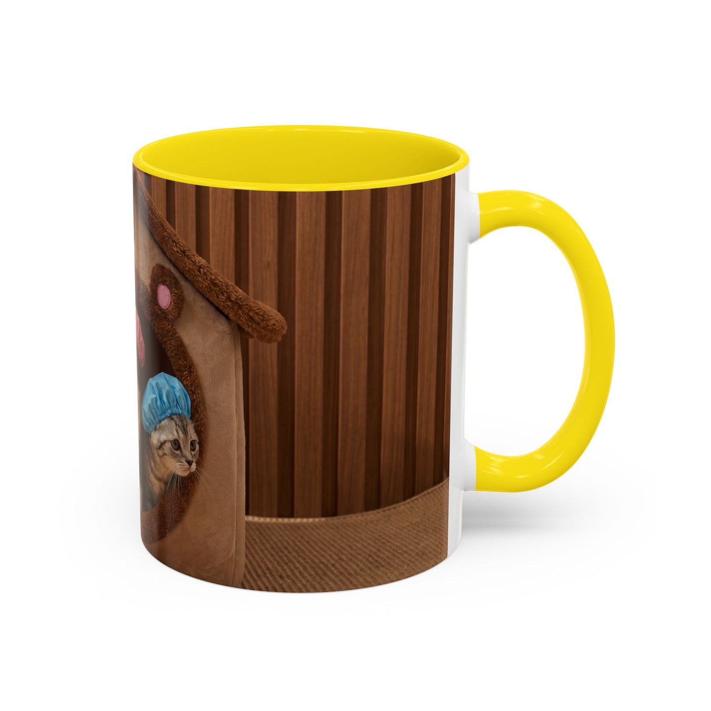 Cute Kittens in Shower Caps Accent Coffee Mug — Pink Interior 11/15oz