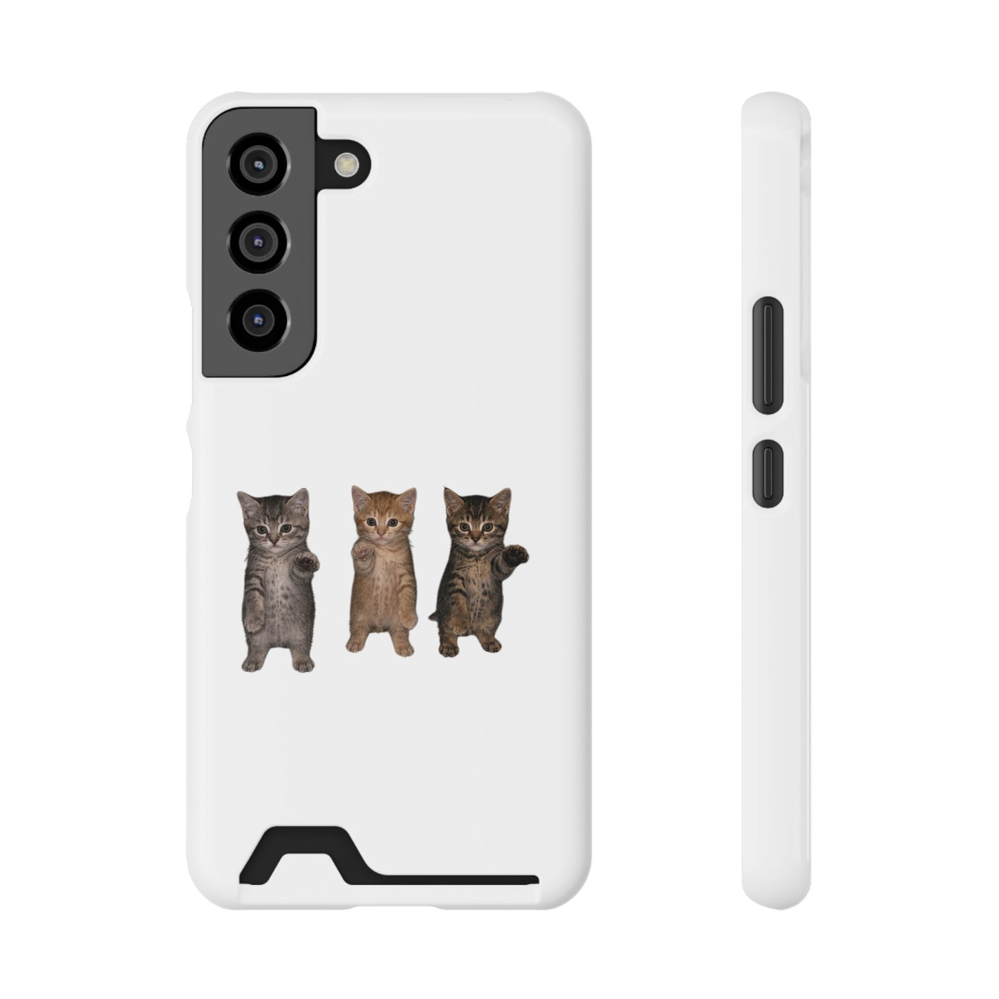 Cute Trio Kittens Phone Case with Card Holder
