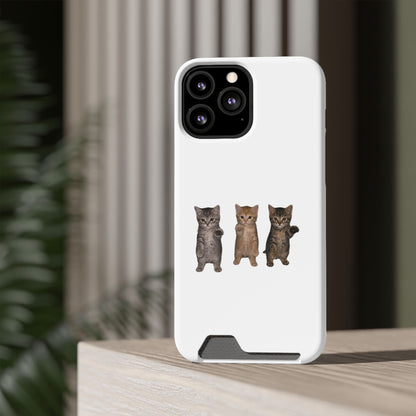 Cute Trio Kittens Phone Case with Card Holder