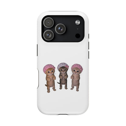 Cute Standing Kittens with Shower Caps  Phone Case