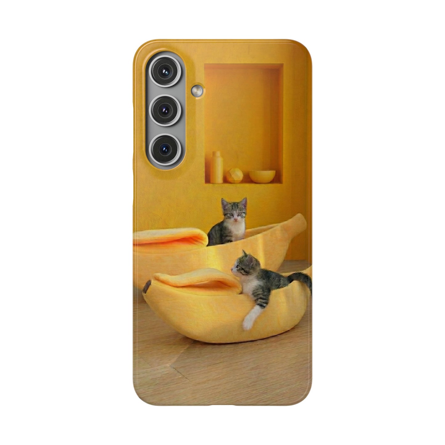 Cat Cozy Phone Case – Cute Kittens in Yellow Living Room Snap Case