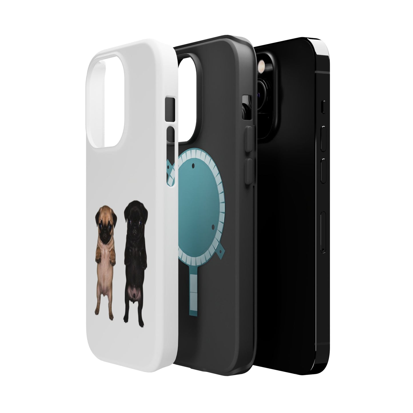 Cute Standing Pug Duo Magnetic Impact-Resistant Phone Case