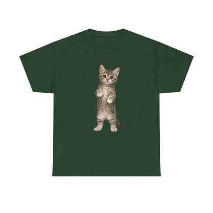 Standing Tabby Kitten T-Shirt — Cute Cat Graphic Tee for Cat Lovers