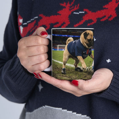 Soccer Pups Ceramic Mug — Cute Dogs Playing Football (11oz/15oz)