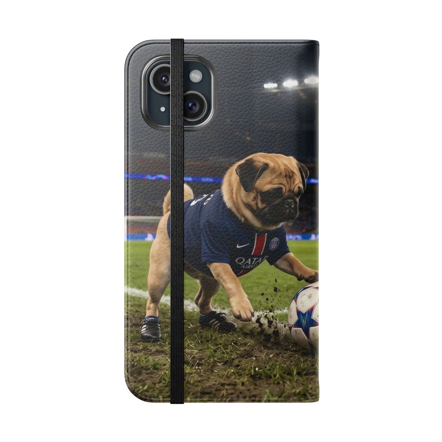 Flip Phone Case — Cute Soccer Pugs Design Wallet Cover
