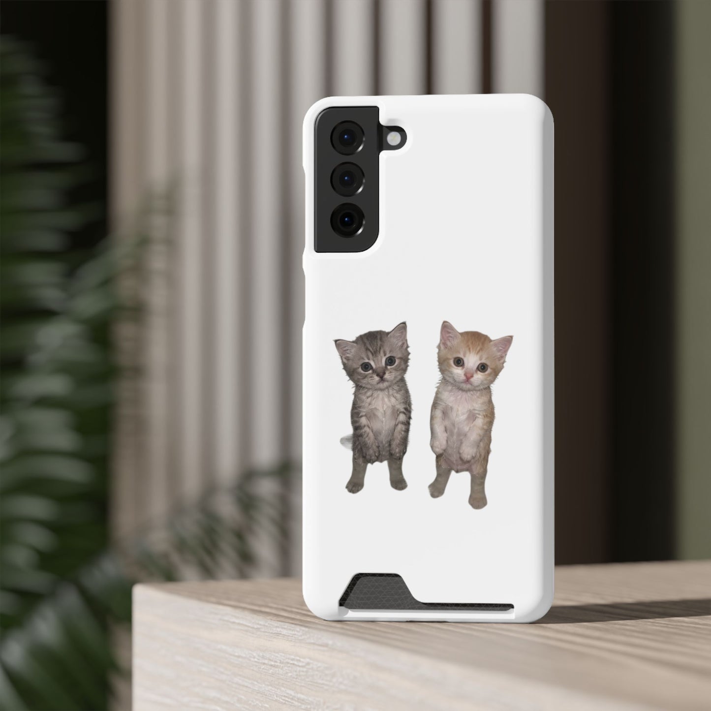 Duo Cute Kitten Phone Case with Card Holder
